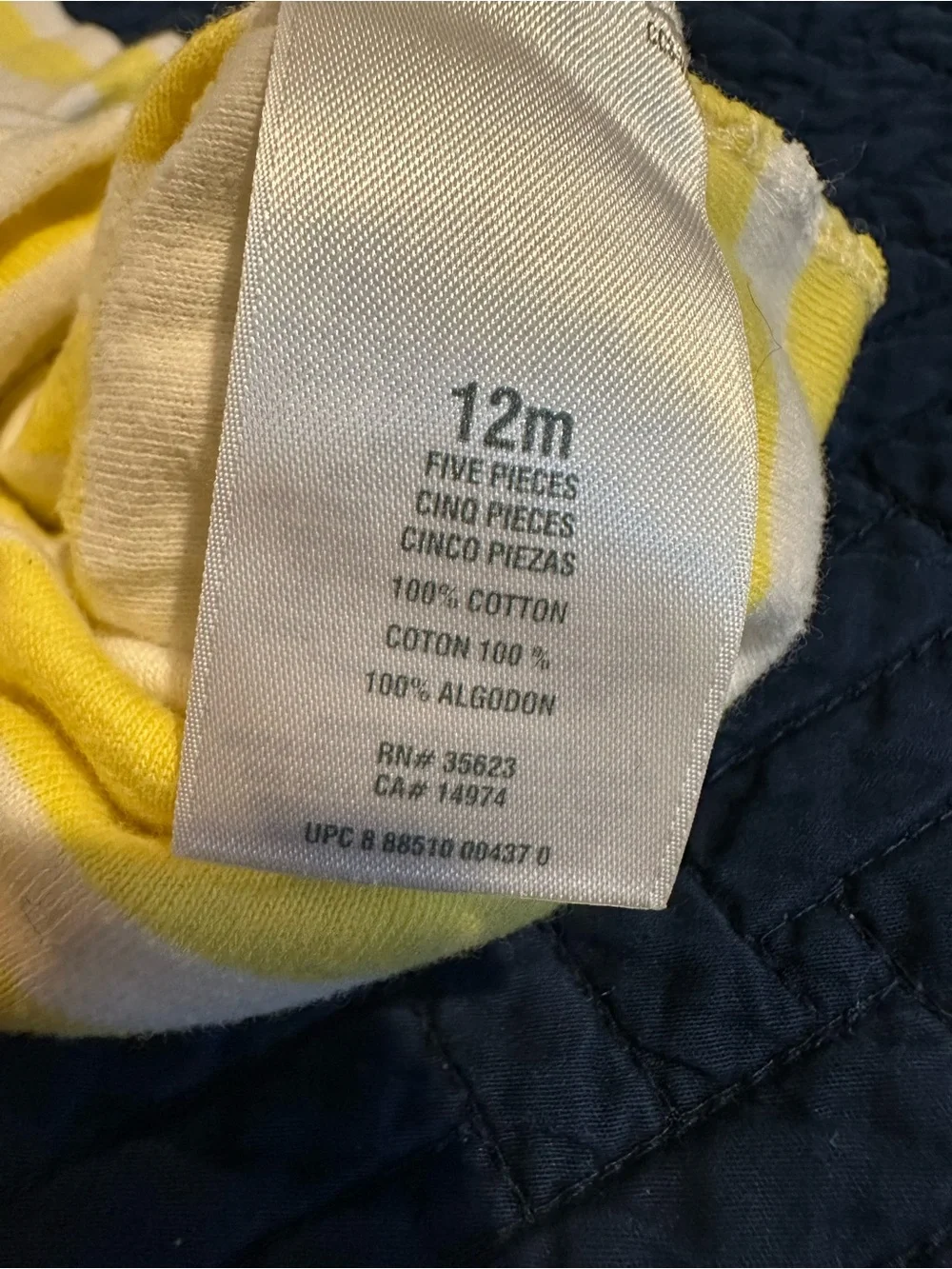 Carter's Yellow Stripe Short-Sleeve Baby One-Piece Bodysuit size 12 Months